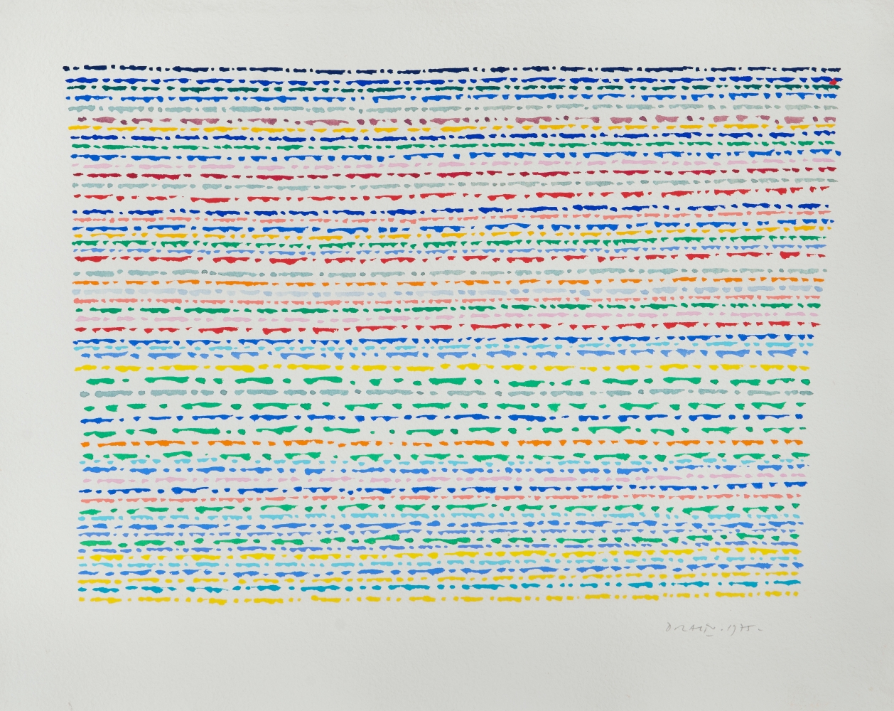 Piero Dorazio (1927&amp;ndash;2005)

(Colored Lines), 1975

Watercolor on paper

16 3/4 x 21 in. (42.6 x 53.3 cm)

Signed and dated lower right:&amp;nbsp;Dorazio 1975