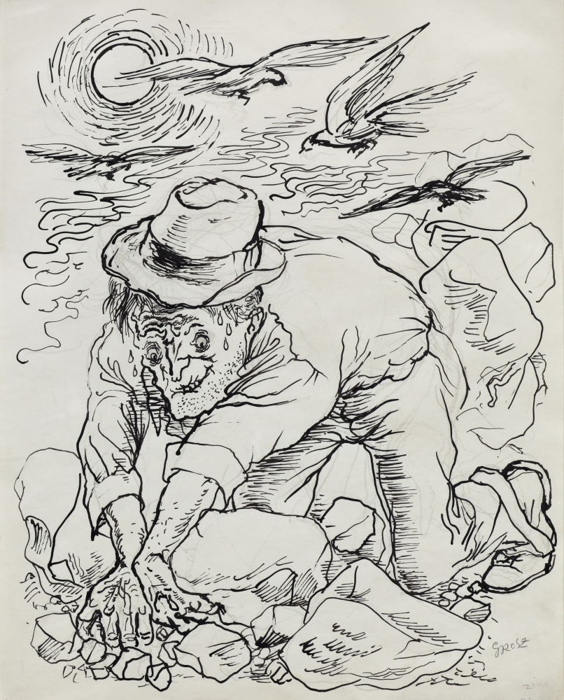 George&amp;nbsp;Grosz (1893&amp;ndash;1959)
A Gold Story, 1937
Ink and chalk on paper
23 1/3 x 18&amp;nbsp;in. (59 x 46 cm)

&amp;nbsp;

Drawing for&amp;nbsp;Esquire, February 1937, p. 48, for Jim Trully&amp;#39;s story entitled&amp;nbsp;Case of Convict.
