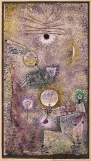 Paul Klee, Schicksale um die Jahres-Wende (Fates at the Turn of the Year), 1922, Watercolor on chalk grounding on paper, surrounded by watercolor and ink on cardboard, 13 5/8 x 7 ¼ in. (34.5 x 18.5 cm), Signed lower left: Klee, Inscribed on cardboard lower right: Schicksale um die Jahres-Wende / 1922 / 113 S CL