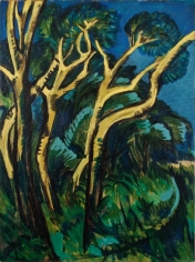 Ernst Ludwig Kirchner, Gelbe Birken (Yellow Birches), 1914, Oil on canvas, 47 ¼ x 35 ¼ in. (120.7 x 89.5 cm), Verso: Bathers in Fehmarn Landscape, Estate stamp on verso: Be/Aa9