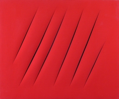 Lucio Fontana, Concetto Spaziale Attese, 1964, Water-based paint on canvas, 20 7/8 x 25 5/8 in. (53 x 65cm)
