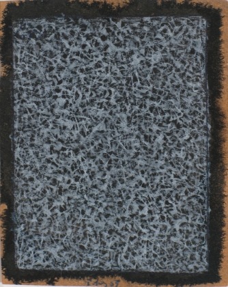 Mark Tobey, Untitled (A Little Piece of Magic or Nothing), 1959, Tempera on prepared paper, 3 ¼ x 2 ½ in. (8.3 x 6.4 cm,) Signed and dated lower center: Tobey 59, Inscribed on verso by the artist: Happy Birthday 1959 A little piece of magic or nothing