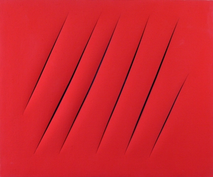 Lucio Fontana, Concetto Spaziale Attese, 1964, Water-based paint on canvas, 20 7/8 x 25 5/8 in. (53 x 65cm)